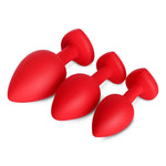 Sparkling Gems: Red Gem Blue Silicone Butt Plug 3-Piece Set - Sexdoll.Sex