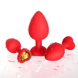 Sparkling Gems: Red Gem Blue Silicone Butt Plug 3-Piece Set - Sexdoll.Sex