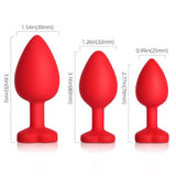 Sparkling Gems: Red Gem Blue Silicone Butt Plug 3-Piece Set - Sexdoll.Sex