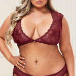 Sultry Lace Bralette & Open-Crotch G-String with Garter Straps - Sexdoll.Sex