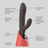 The Coelho - Telescopic Thrusting Silicone Rabbit Vibe with Charging Stand - Sexdoll.Sex