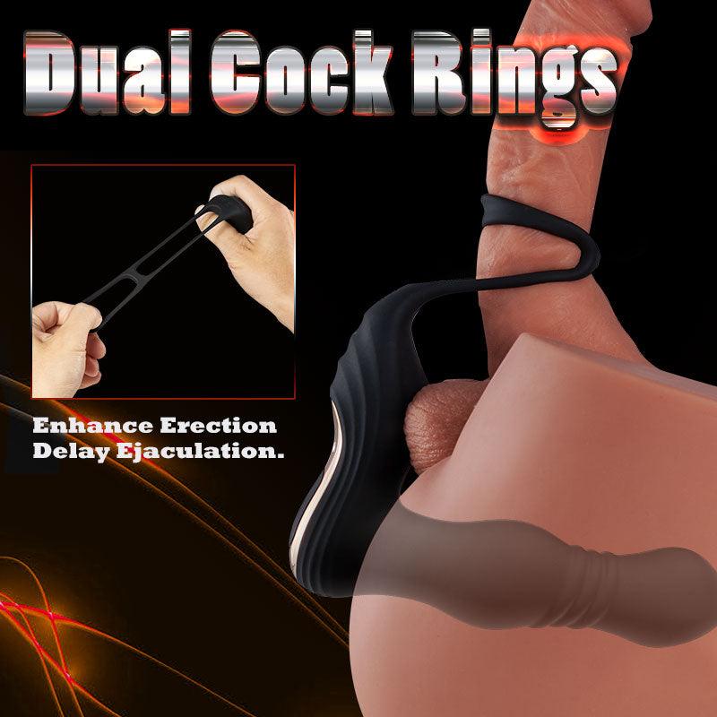 THOR 3 Thrusting 10 Vibrating Dual Cock Rings Prostate Massager - Sexdoll.Sex