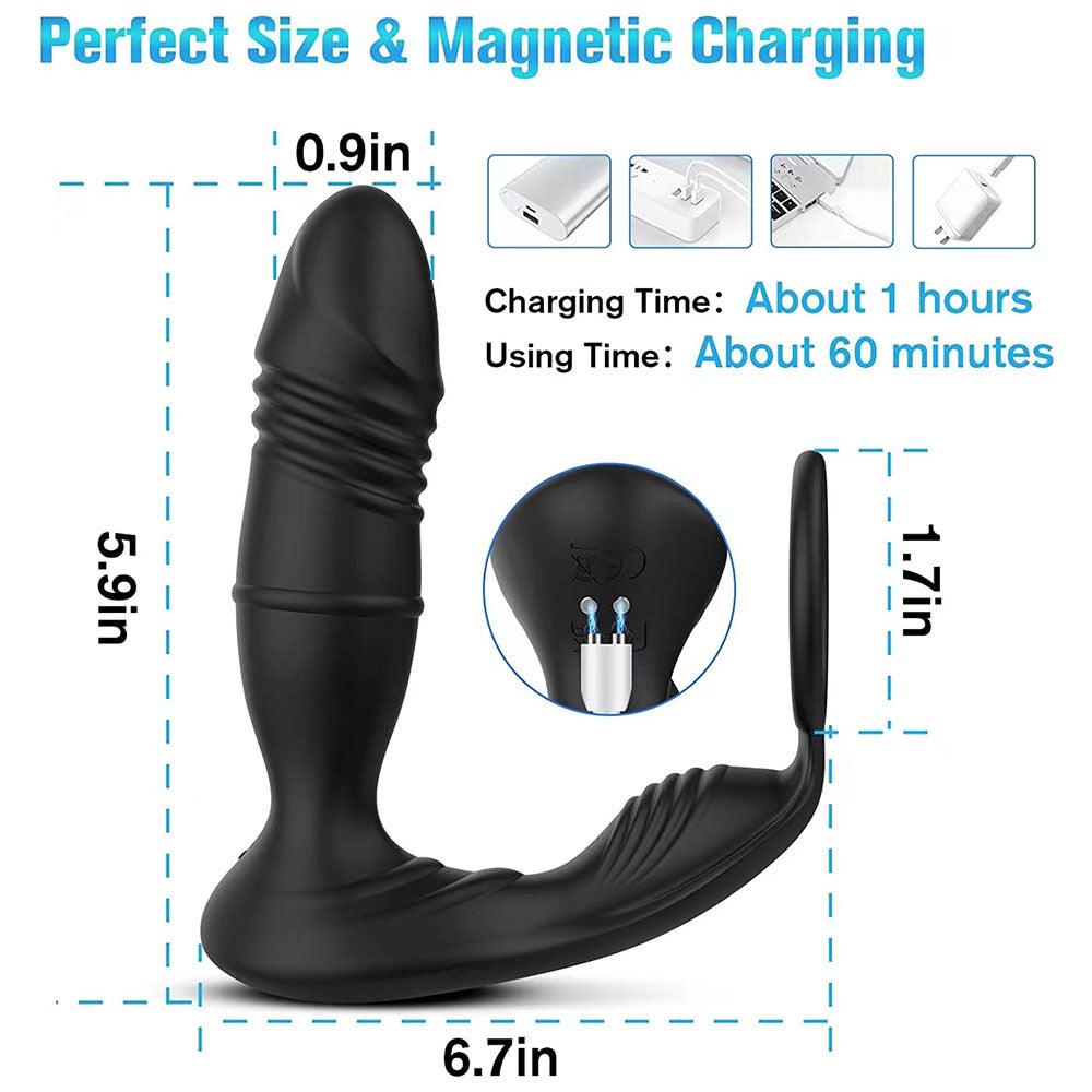 Thrusting Prostate Massager with Cock Ring - Sexdoll.Sex