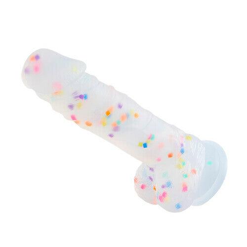 Transparent Silicone Dildo with Colored Spots 8.07 Inch - Sexdoll.Sex