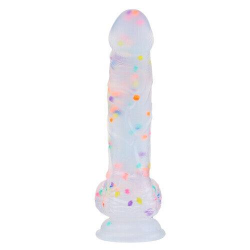 Transparent Silicone Dildo with Colored Spots 8.07 Inch - Sexdoll.Sex