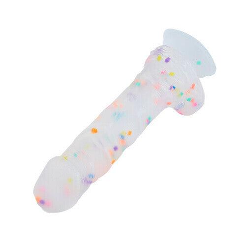 Transparent Silicone Dildo with Colored Spots 8.07 Inch - Sexdoll.Sex