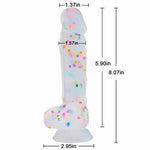 Transparent Silicone Dildo with Colored Spots 8.07 Inch - Sexdoll.Sex