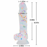 Transparent Silicone Dildo with Colored Spots 8.07 Inch - Sexdoll.Sex