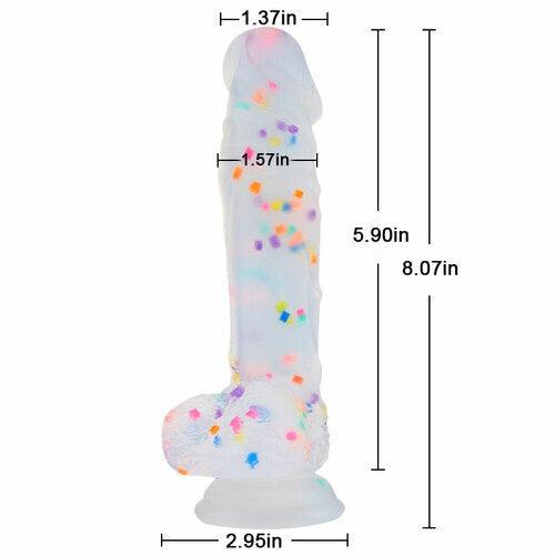 Transparent Silicone Dildo with Colored Spots 8.07 Inch - Sexdoll.Sex