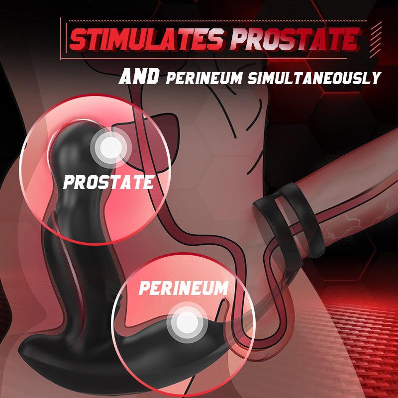 U-GONSER 3-IN-1 Prostate Massager: 11 Vibrations & Dual Penis Ring - Sexdoll.Sex