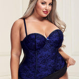 Underwire Bustier Set with Lace Overlay and Contoured Waist-Boning - Sexdoll.Sex