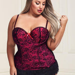 Underwire Bustier Set with Lace Overlay and Contoured Waist-Boning - Sexdoll.Sex