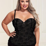 Underwire Bustier Set with Lace Overlay and Contoured Waist-Boning - Sexdoll.Sex