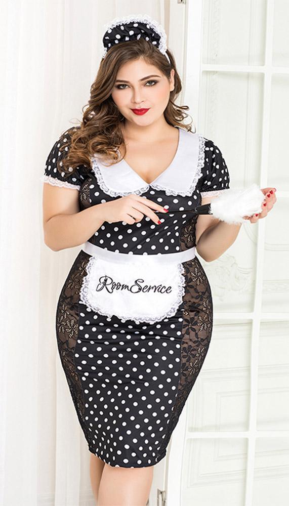 Vintage Style Room Service Polka Dot Lace Costume - Sexdoll.Sex