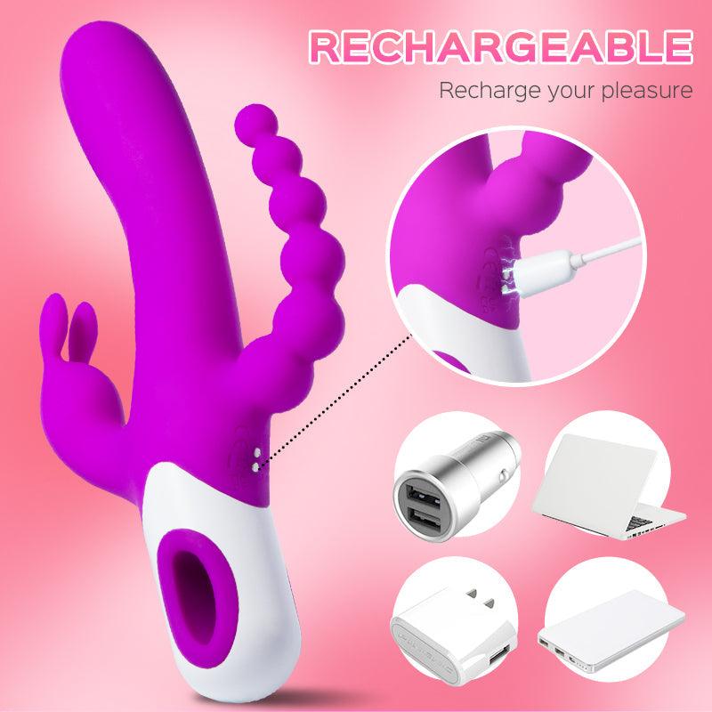 Violet Sonata - Triple Rabbit Vibrator with Anal Beads - Sexdoll.Sex