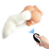 White Fox Tail Vibrating Anal Plug with Remote - Sexdoll.Sex