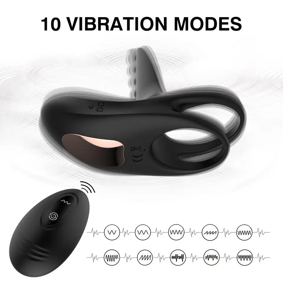 Wireless Clit Teasing Tongue Dual Erection Enhancing Ring - Sexdoll.Sex