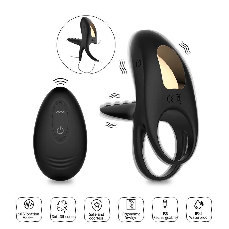 Wireless Clit Teasing Tongue Dual Erection Enhancing Ring - Sexdoll.Sex